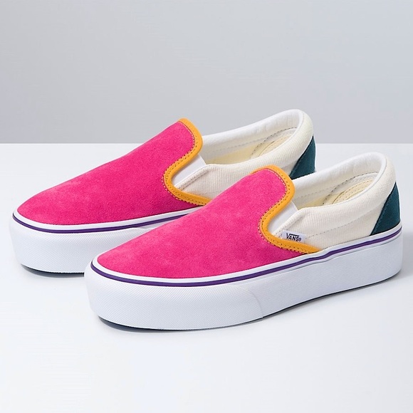 NWOT Vans Classic Slip-On Platform Color Block Sneaker MULTI - SIZE 7.5 - Picture 1 of 7